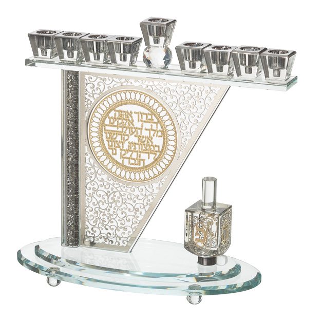 Art Judaica Crystal Menorah 2bX27 cm with Metal 810g