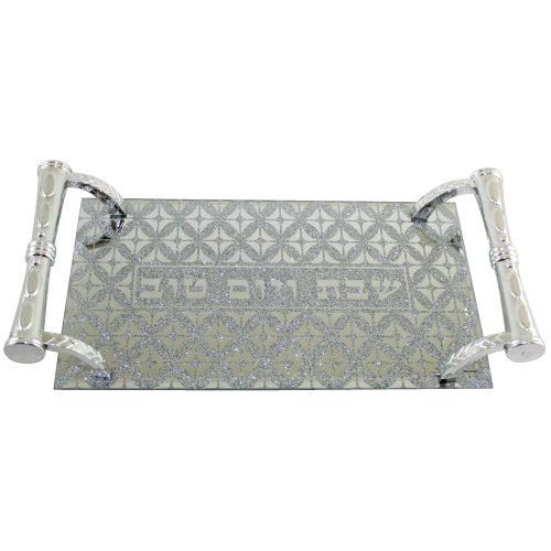 Art Judaica Glass Tray With Handles5x29x14 Cm